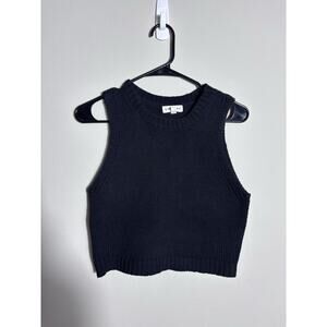 Black Knit 100% Cotton Sweater Vest Size Small Women’s Crew Neck